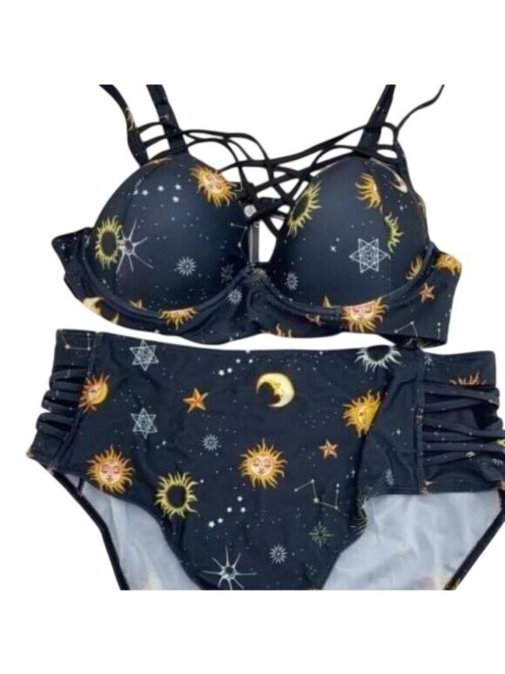 Plus Size 3x  Navy Celestial Swimsuit Tankini Set Sun Moon & Stars NWT